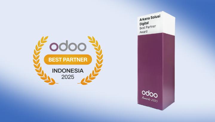 Arkana menerima penghargaan Odoo Best Partner Indonesia 2025 di Odoo Days Indonesia 2026